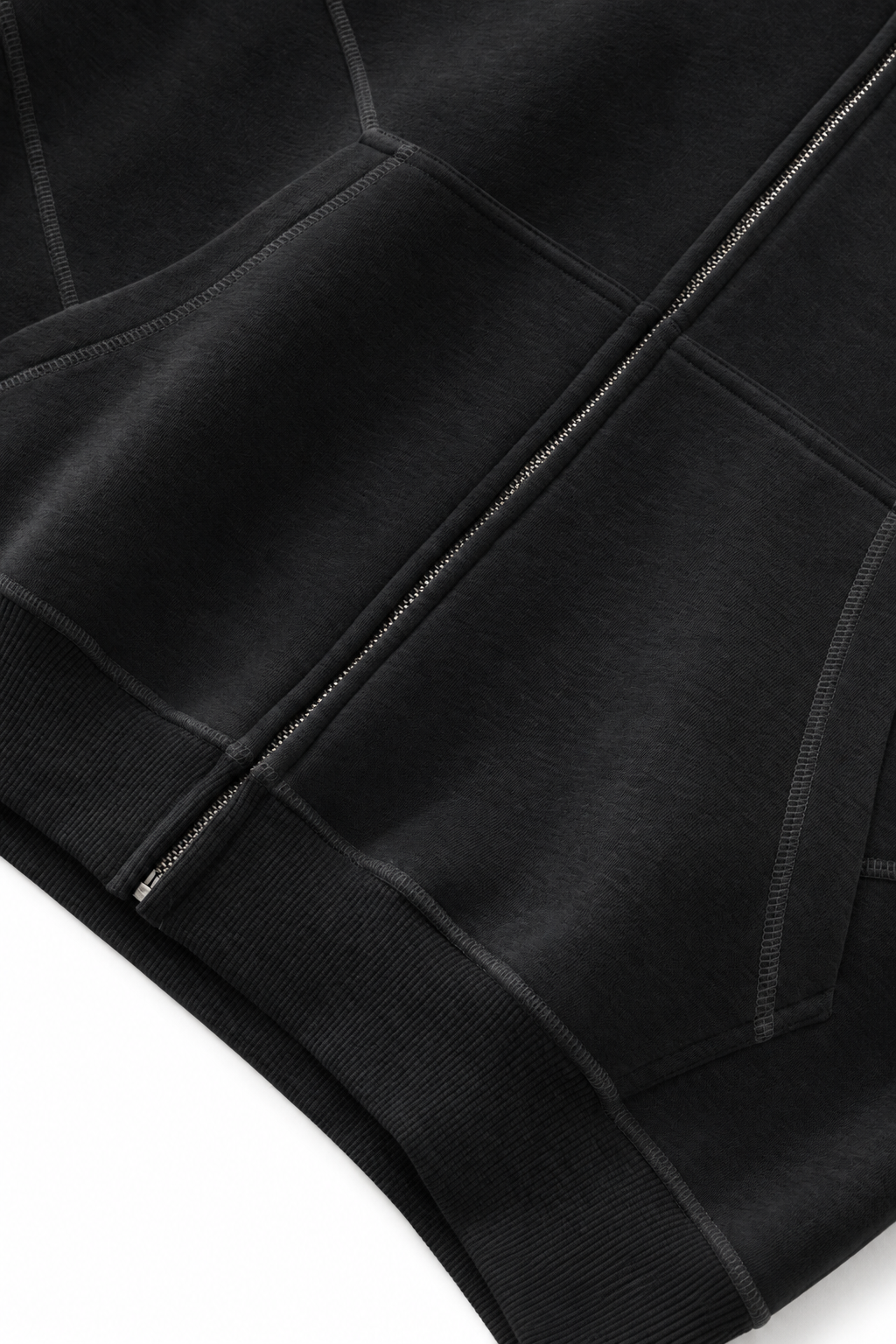 Oversized Black Fleece Zip-Up Hoodie