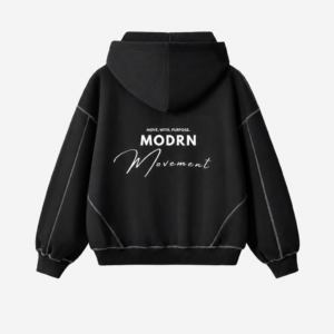 Oversized Black Fleece Zip-Up Hoodie