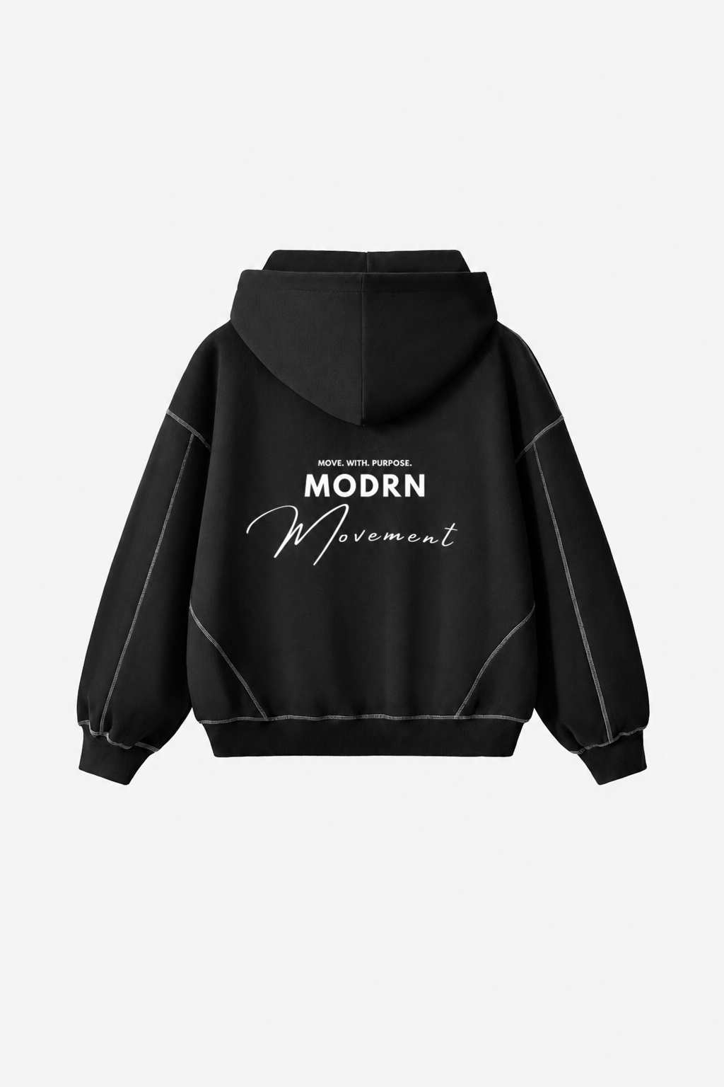 Oversized Black Fleece Zip-Up Hoodie
