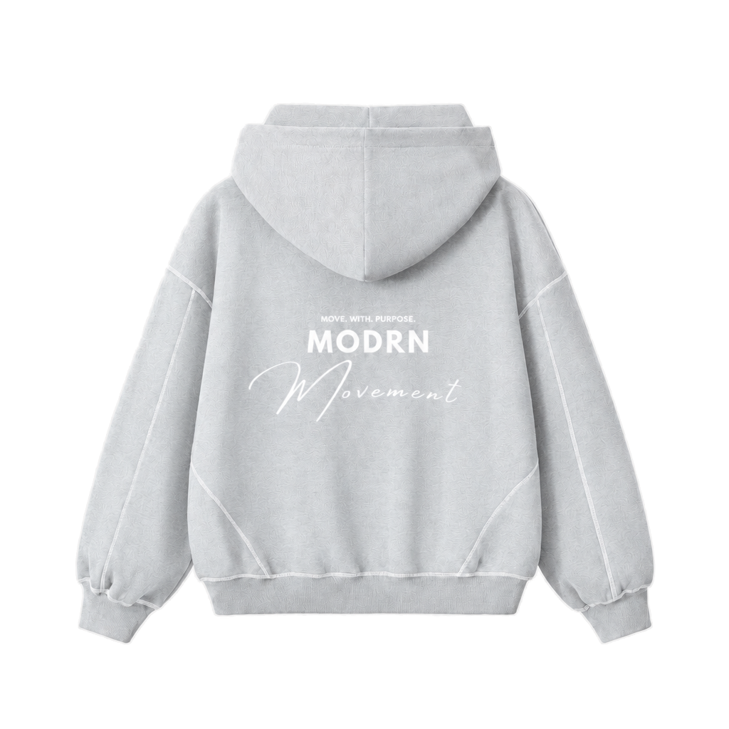 Grey Boxy Fleece Zip-Up